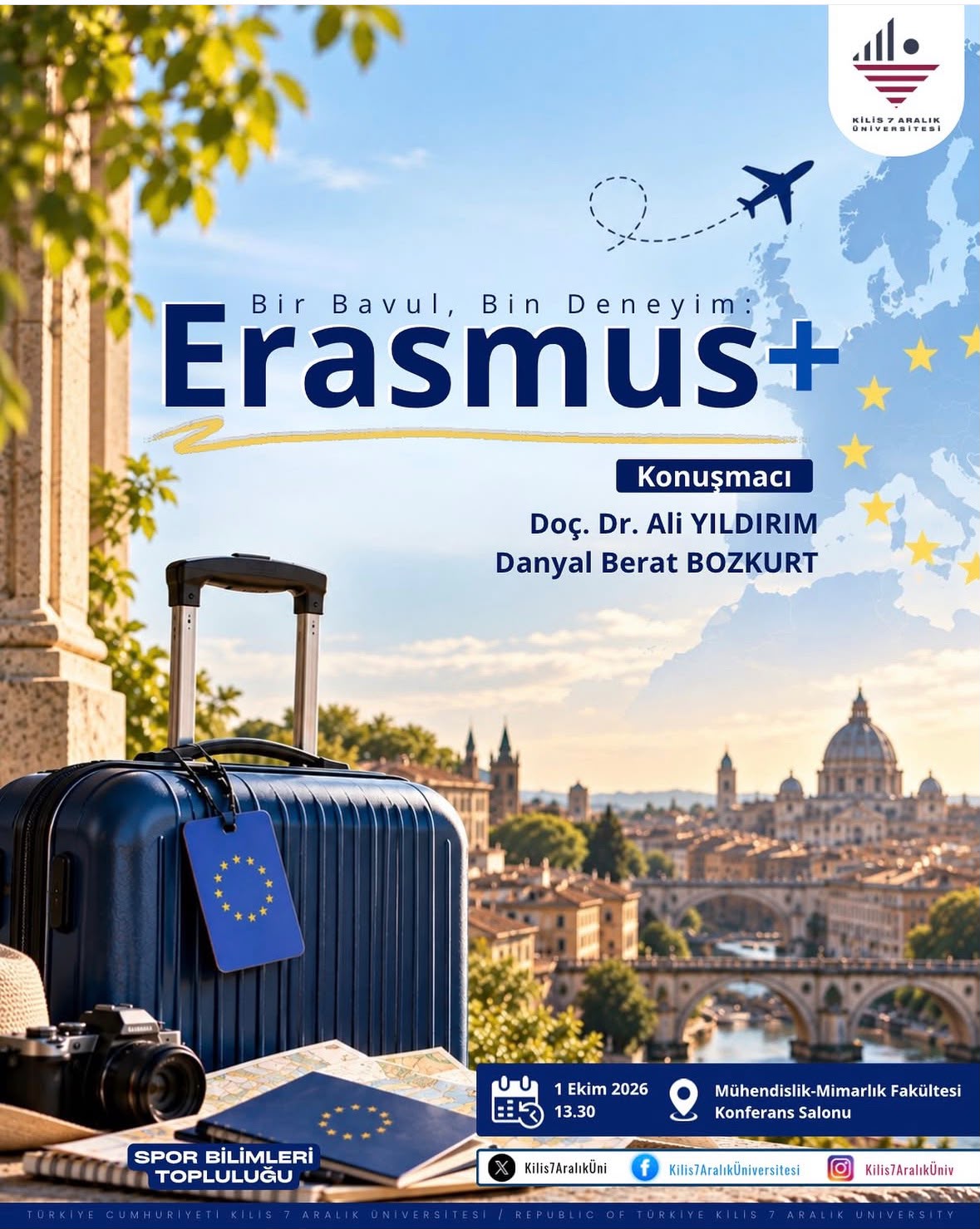 Spor Bilimleri Öğrenci Topluluğu Tarafından Erasmus+ Bilgilendirme Semineri Düzenlenecek